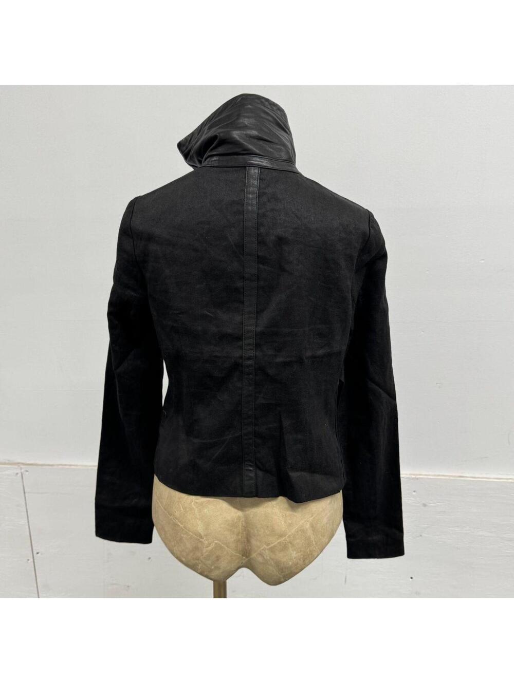 Vintage Vince Black Funnel Neck Asymmetric Avant Garde Leather Jacket - Picture 4 of 8